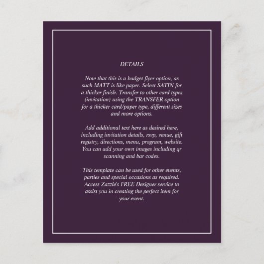 BUDGET weduwschap PLUM PAARS zwart-wit Eenvoudig Flyer (Achterkant)