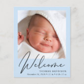 Budget Welcome 4 Foto Blue Birth Notice (Voorkant)
