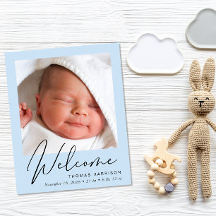Budget Welcome 4 Foto Blue Birth Notice