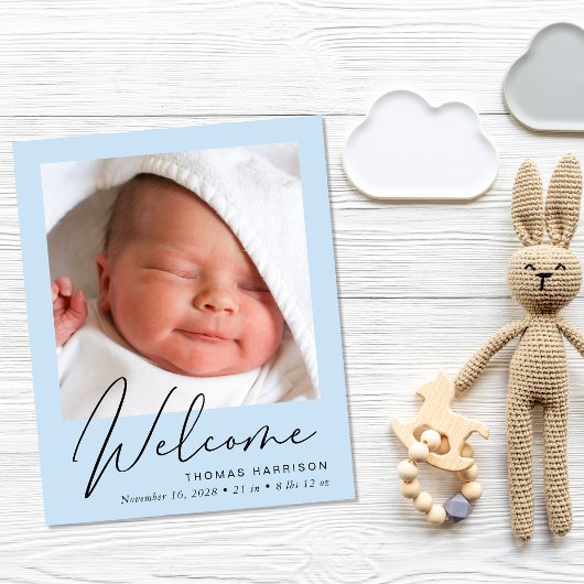 Budget Welcome 4 Foto Blue Birth Notice