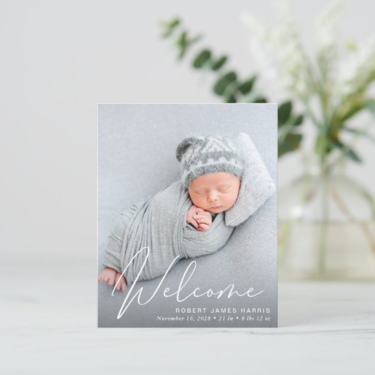 Budget Welkomstscript Aankondiging geboorte foto's (Staand voorkant)