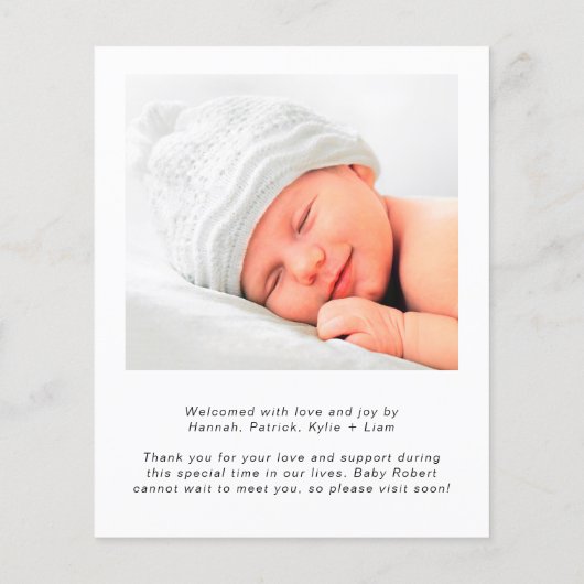 Budget Welkomstscript Aankondiging geboorte foto's (Achterkant)