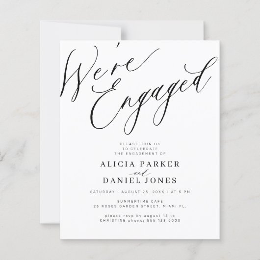 Budget We're Engaged party-uitnodiging (Voorkant)