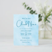 Budget We're On Cloud Nine Boy Baby shower Uitnodi (Staand voorkant)