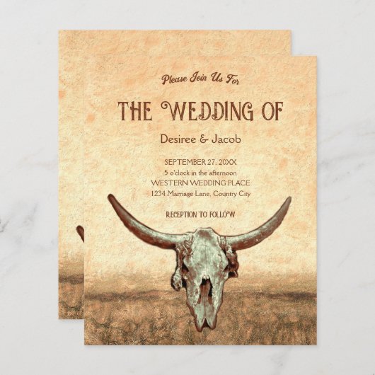 Budget Western Rustiek Land Bull Skull (Voorkant / Achterkant)