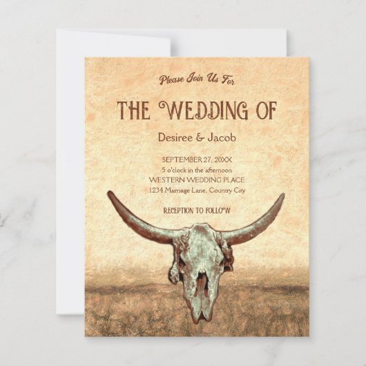 Budget Western Rustiek Land Bull Skull (Voorkant)