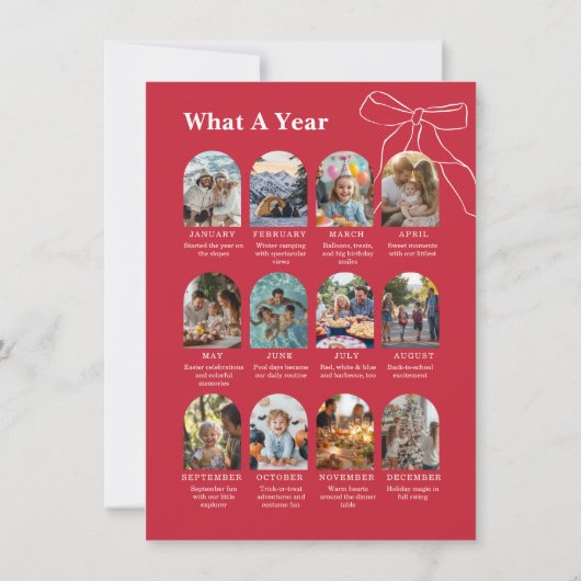 Budget What A Year Whimsical Twelve Photo collage Feestdagenkaart (Achterkant)