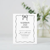 Budget Whimsical Black Bow Tie Wedding Invitation (Staand voorkant)