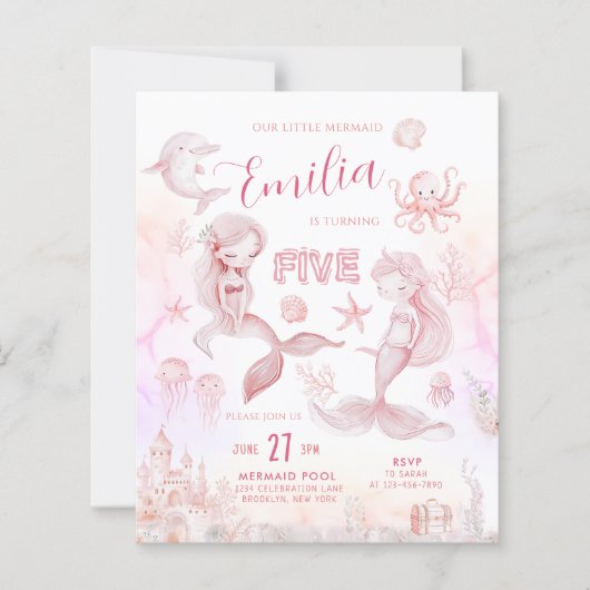 BUDGET Whimsical Droom Roze Zee Zeemeermin Verjaar (Voorkant)