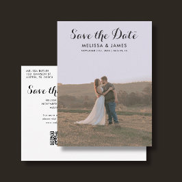 Budget Whimsical Foto QR Code Save the Date Aankondigingskaart