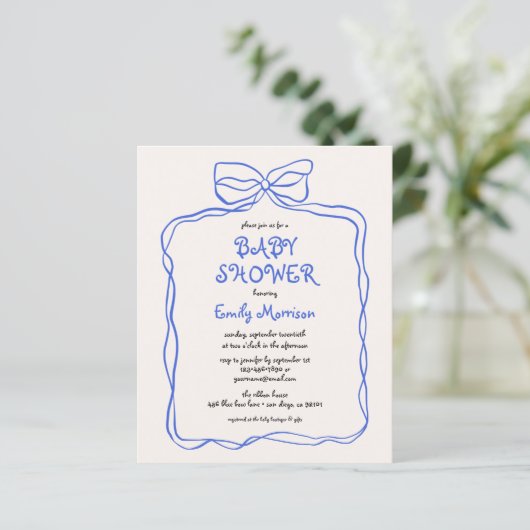 Budget Whimsical Quirky Blue Bow Boy Baby shower (Staand voorkant)
