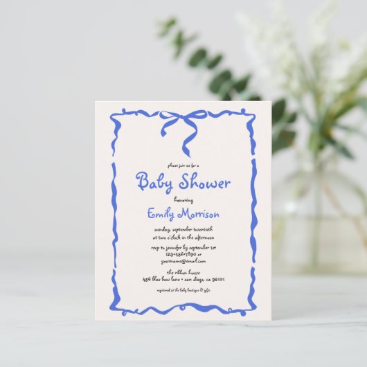 Budget Whimsical Quirky Blue Bow Boy Baby shower (Staand voorkant)