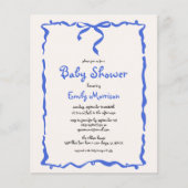 Budget Whimsical Quirky Blue Bow Boy Baby shower (Voorkant)