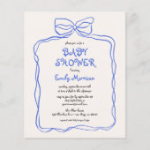 Budget Whimsical Quirky Blue Bow Boy Baby shower Flyer (Voorkant)