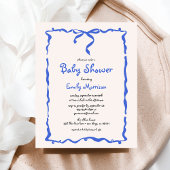 Budget Whimsical Quirky Blue Bow Boy Baby shower Flyer