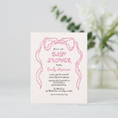 Budget Whimsical Quirky Blush Pink Bow Baby shower (Staand voorkant)
