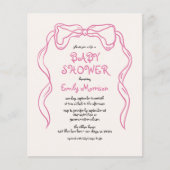 Budget Whimsical Quirky Blush Pink Bow Baby shower (Voorkant)
