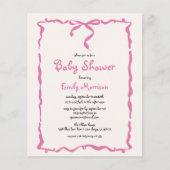 Budget Whimsical Quirky Blush Pink Bow Baby shower (Voorkant)