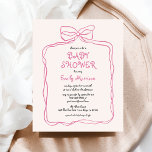 Budget Whimsical Quirky Blush Pink Bow Baby shower<br><div class="desc">Voeg een vleugje charme en plezier toe aan uw feest met de Whimsical Quirky Blush Pink Bow Baby shower Invitation! Met een speels handgetekende boog ontwerp in zachte blozende roze tinten, combineert deze uitnodiging elegantie met een luchtige sfeer. Perfect voor het eren van de aanstaande moeder, het bevat grillige typografie...</div>