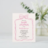 Budget Whimsical Quirky Blush Pink Bow Baby shower (Staand voorkant)