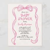 Budget Whimsical Quirky Blush Pink Bow Baby shower Flyer (Voorkant)