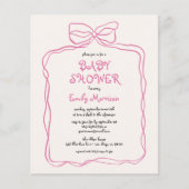 Budget Whimsical Quirky Blush Pink Bow Baby shower Flyer (Voorkant)