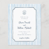 Budget Whimsical Retro Blauwe Strepen Bruiloft (Voorkant)