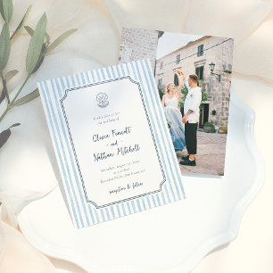Budget Whimsical Retro Blauwe Strepen Huwelijk