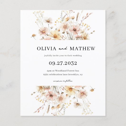 BUDGET Whimsical rustieke weide Wildflower bruilof (Voorkant)
