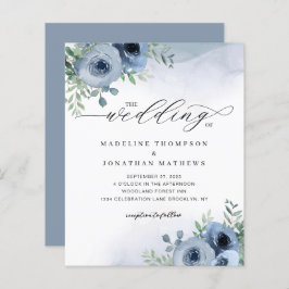 BUDGET Whimsical Script Floral Dusty Blue Wedding