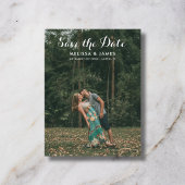 Budget Whimsical Script Foto Bewaar de Datum Aankondigingskaart