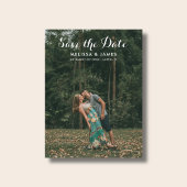 Budget Whimsical Script Foto Bewaar de Datum Aankondigingskaart