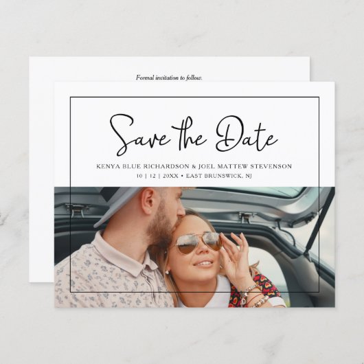 Budget Whimsical Script Wedding Photo Verloving (Voorkant / Achterkant)