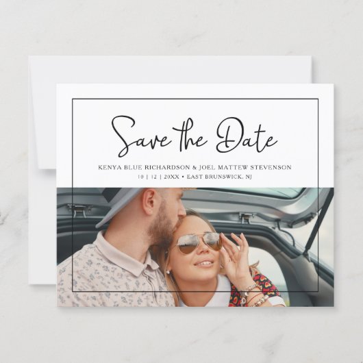 Budget Whimsical Script Wedding Photo Verloving (Voorkant)