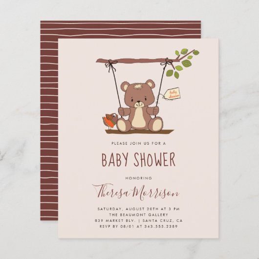 Budget Whimsical Teddy Bear Baby shower (Voorkant / Achterkant)