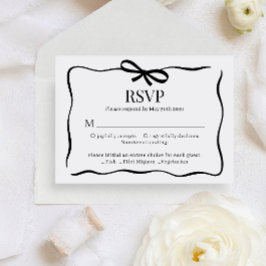 BUDGET Whimsical Zwart Strikje Huwelijksmenu Rsvp Informatiekaartje