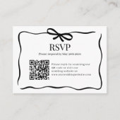 BUDGET Whimsy Black Bow Tie Wedding QR Code Rsvp Informatiekaartje (Voorkant)