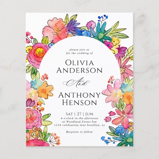 BUDGET Whimsy Bold Bloemen Waterverf bruiloft (Voorkant)
