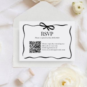 BUDGET Whimsy Zwarte Vlinderdas Trouw QR Code Rsvp Informatiekaartje