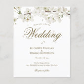 Budget White Blossom Wedding Invitation (Voorkant)