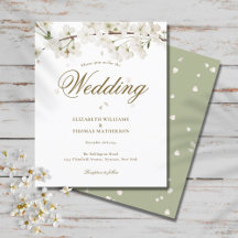 Budget White Blossom Wedding Invitation