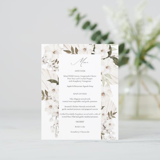 Budget White Boho Floral Menu 2 (Staand voorkant)