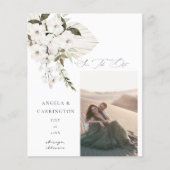 Budget White Boho Floral Photo Save the Date (Voorkant)