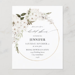 Budget White Boho Floral Vrijgezellenfeest Flyer