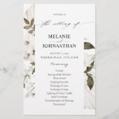 Budget White Boho Floral Wedding Ceremonony MED Flyer (Voorkant)
