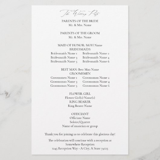 Budget White Boho Floral Wedding Ceremonony MED Flyer (Achterkant)