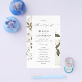 Budget White Boho Floral Wedding Ceremonony MED Flyer (Enkel)