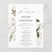 Budget White Boho Floral Wedding Ceremony Flyer (Voorkant)
