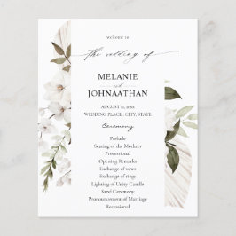 Budget White Boho Floral Wedding Ceremony Flyer