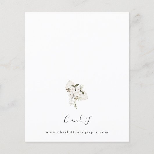 Budget White Boho Floral Wedding Flyer (Achterkant)